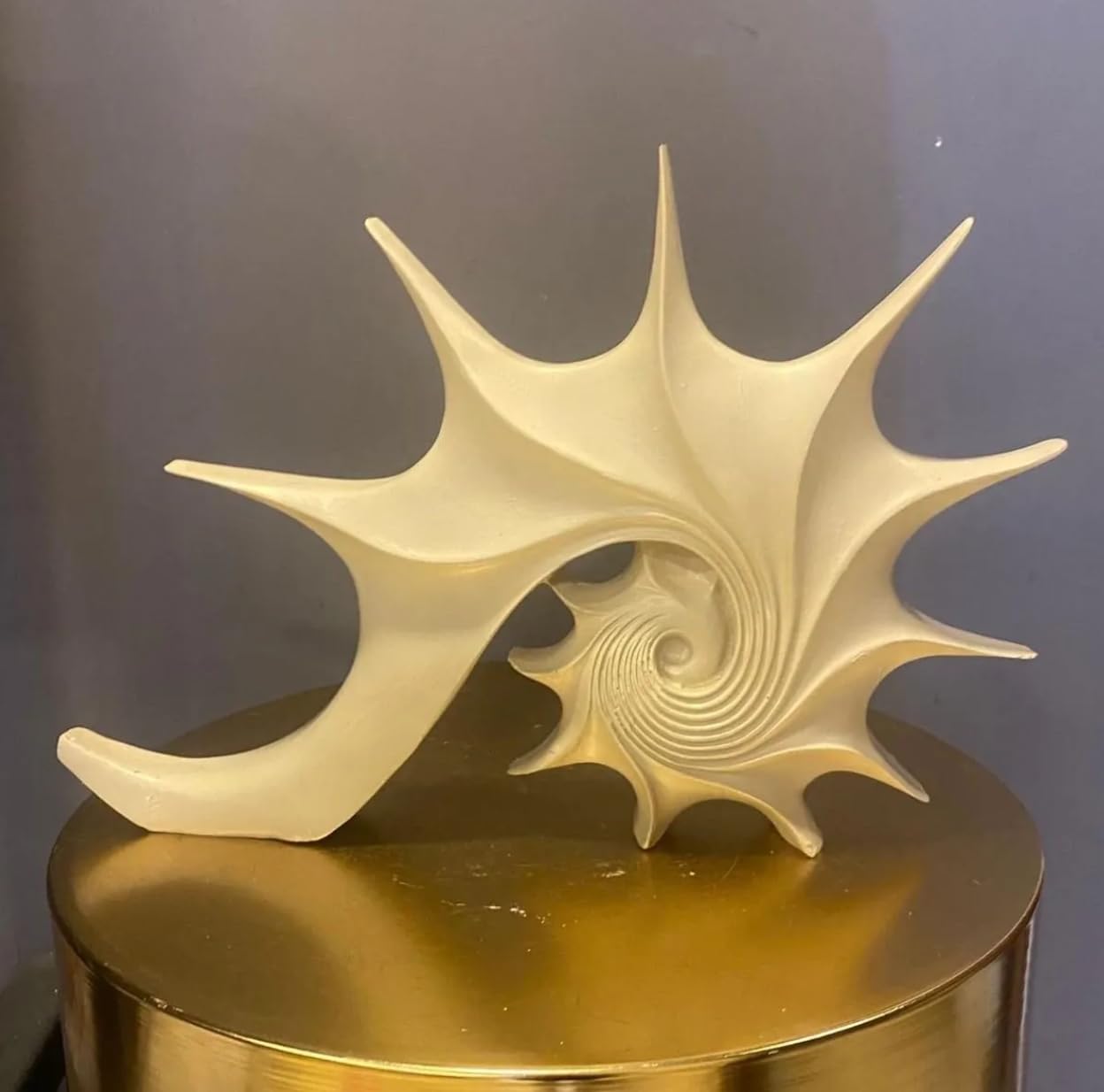 Spiral Fossil Sculpture, Nautical Coastal Decor, Polyester Nautical Fossil Decor, Fossil Shell Statue, Seashell Fossil Sculpture, Fossil Shell Sculpture
