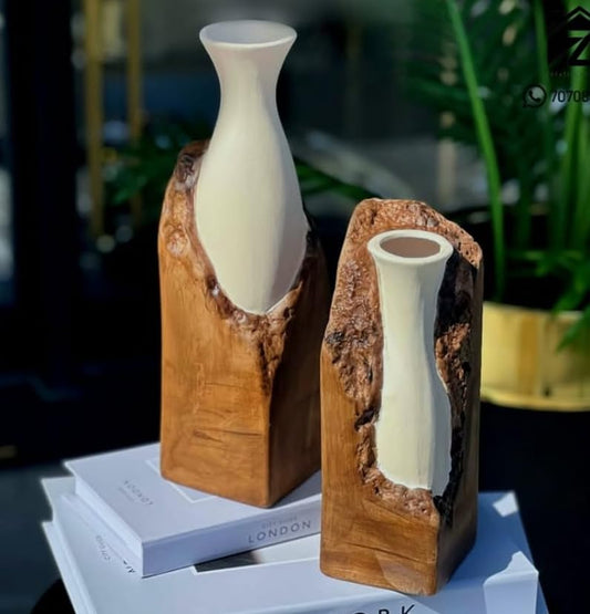 Modern Abstract Ceramic Vases Set of 2, Modern Ceramic Vases, Abstract Pottery Decor, Organic Shape Vases, Decorative Shelf Vases