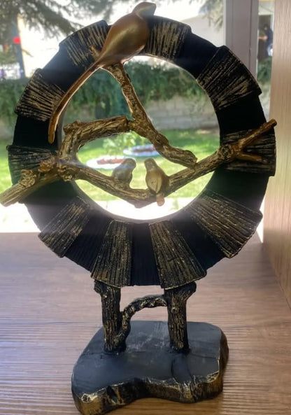 Circular Birds on Branch Sculpture, Round Tree Branch Statue, Tree of Life Sculpture, Abstract Nature Art, Circular Birds Decor, Circular Birds Sculpture, Circular Birds Statue