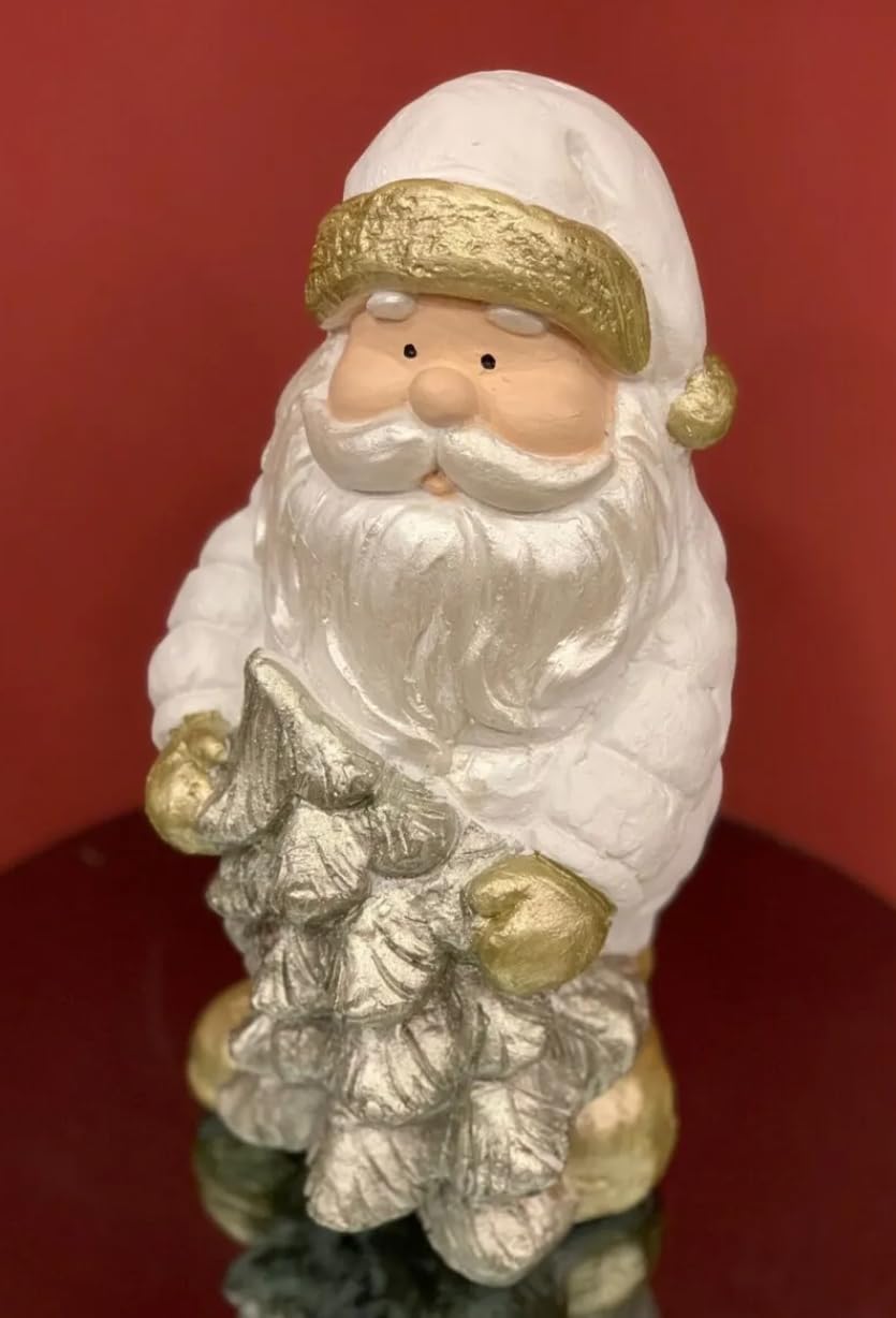 Santa with Christmas Tree Figurine, Decorative Santa Claus, Christmas Decorations, Santa Claus Statue, Christmas Gift, Christmas Santa Decor
