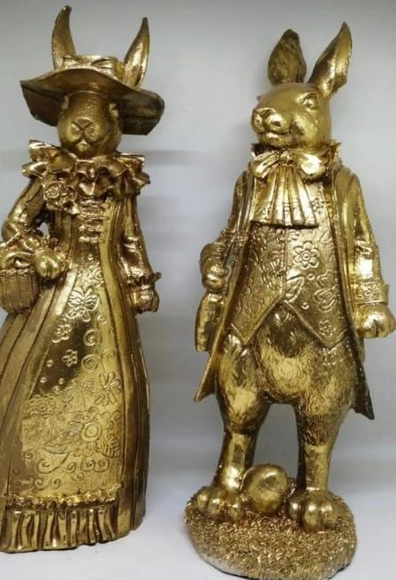 Easter Bunny Decor, Elegant Rabbit Couple, Easter Home Decor, Spring Decoration, Easter Gift, Bunny Sculpture, Easter Rabbit Decor, Easter Rabbit Sculpture
