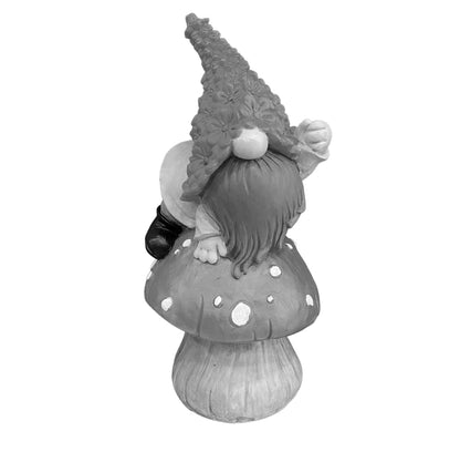 Whimsical Garden Gnome on Mushroom, Mushroom Dwarf Statue, Polyester Dwarf Statue, Garden Gnome Sitting on Mushroom, Dwarf Garden Statue, Mushroom Dwarf Sculpture, Dwarf Garden Sculpture