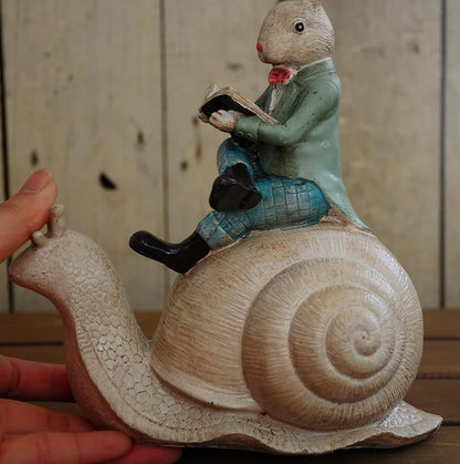 Whimsical Rabbit Snail Figurine, Animal Decor, Rabbit Snail Figurine, Rabbit Snail Sculpture, Rabbit Snail Decor, Rabbit Sculpture, Easter Rabbit Decor, Easter Bunny Decor
