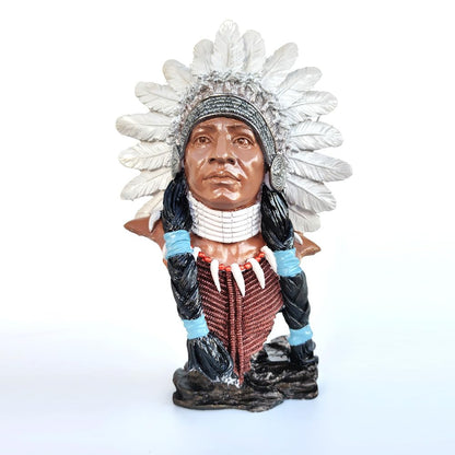 Native American Chief Bust, Tribal Warrior Sculpture, Native American Chief, Western Decor, Indian Chief Bust, Polyester Chief Sculpture, Indian Chief Decor, Indian Chief Sculpture