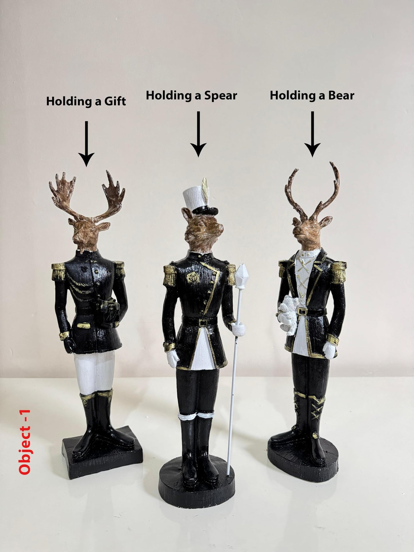 Nutcracker Figurines Set of 3, Nutcracker Animal Sculptures, Christmas Animal Soldier Figurines, Deer Figurine, Nutcracker Decor, Nutcracker Sculpture, Nutcracker Statue