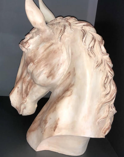 Handmade Horse Head Statue, Elegant Horse Figurine, Horse Head Statue, Horse Sculpture Art, Polyester Horse Statue, Elegant Horse Decor