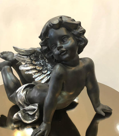 Reclining Angel Statue, Elegant Decorative Cherub Figurine, Reclining Angel Decor, Handmade Reclining Angel Figurine, Elegant Angel Decor, Reclining Angel Sculpture, Reclining Angel Object