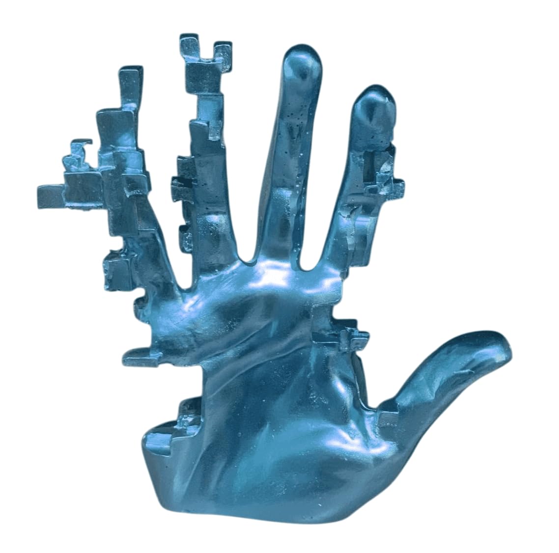 Modern Abstract Hand Sculpture, Futuristic Pixel Style Hand Statue, Pixel Style Sculpture, Pixelated Hand Statue, Pixelated Hand Sculpture