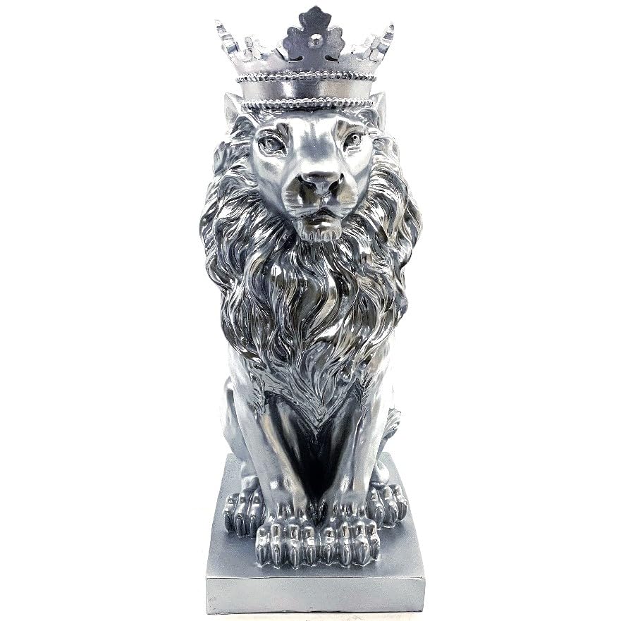 Regal Lion Statue With Crown, Crowned Lion Sculpture, Royal Jungle King Figurine, Royal Themed Home Decor, Lion Crown Figurine, Lion Crown Sculpture, Lion Crown Decor