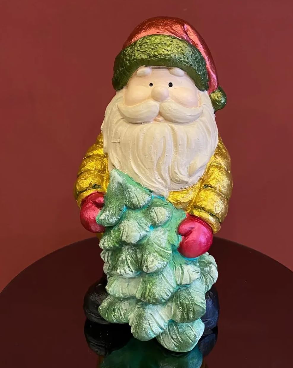 Santa with Christmas Tree Figurine, Decorative Santa Claus, Christmas Decorations, Santa Claus Statue, Christmas Gift, Christmas Santa Decor