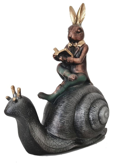 Whimsical Rabbit Snail Figurine, Animal Decor, Rabbit Snail Figurine, Rabbit Snail Sculpture, Rabbit Snail Decor, Rabbit Sculpture, Easter Rabbit Decor, Easter Bunny Decor