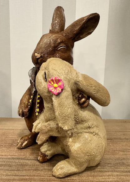 Easter Bunny Couple Figurine, Cute Rabbit Statue, Romantic Bunny Sculpture, Easter Bunny Decor, Rabbit Couple Statue, Romantic Rabbit Statue, Easter Bunny Couple Sculpture