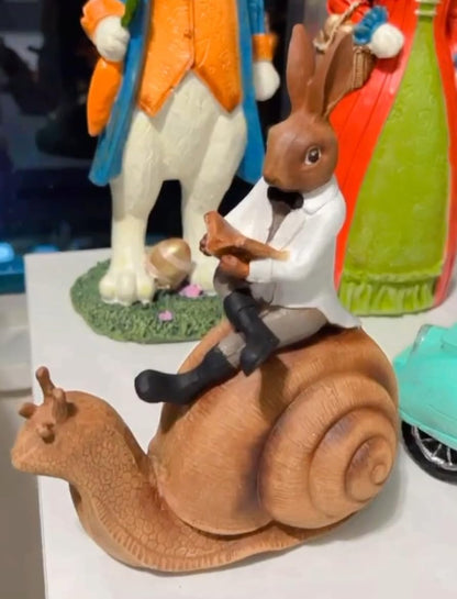 Whimsical Rabbit Snail Figurine, Animal Decor, Rabbit Snail Figurine, Rabbit Snail Sculpture, Rabbit Snail Decor, Rabbit Sculpture, Easter Rabbit Decor, Easter Bunny Decor