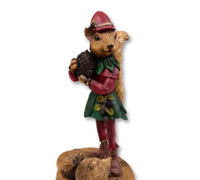 Squirrel Elf Statue, Whimsical Squirrel Statue, Polyester Squirrel Figurine, Cute Squirrel with Acorns Statue, Squirrel in Costume Figurine