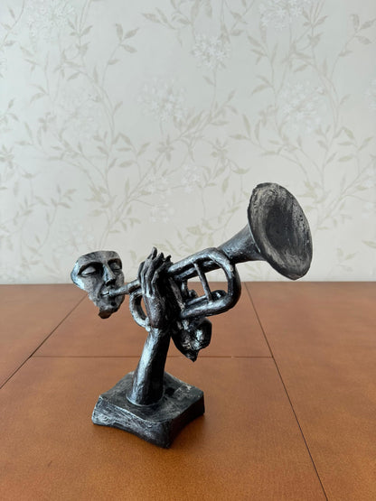 Unique Trumpet Player Statue for Home Decor, Handcrafted Jazz Music Sculpture, Music Themed Home Accent, Trumpet Player Statue, Jazz Decor, Trumpet Player Decor