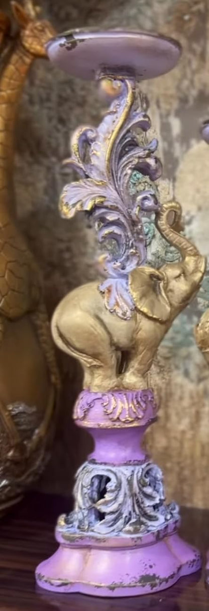 Elephant Candlestick Holder Set of 2, Elephant Candle Holder, Elephant Candlestick, Vintage Elephant Candlestick, Polyester Candle Holder
