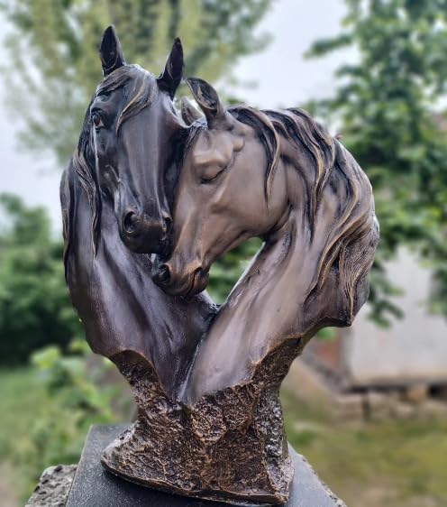 Soul Mate Horse Statue, Soulmate Horse Bust, Double Horse Head Sculpture, Double Horse Head Statue, Horse Couple Statue, Horse Couple Decor