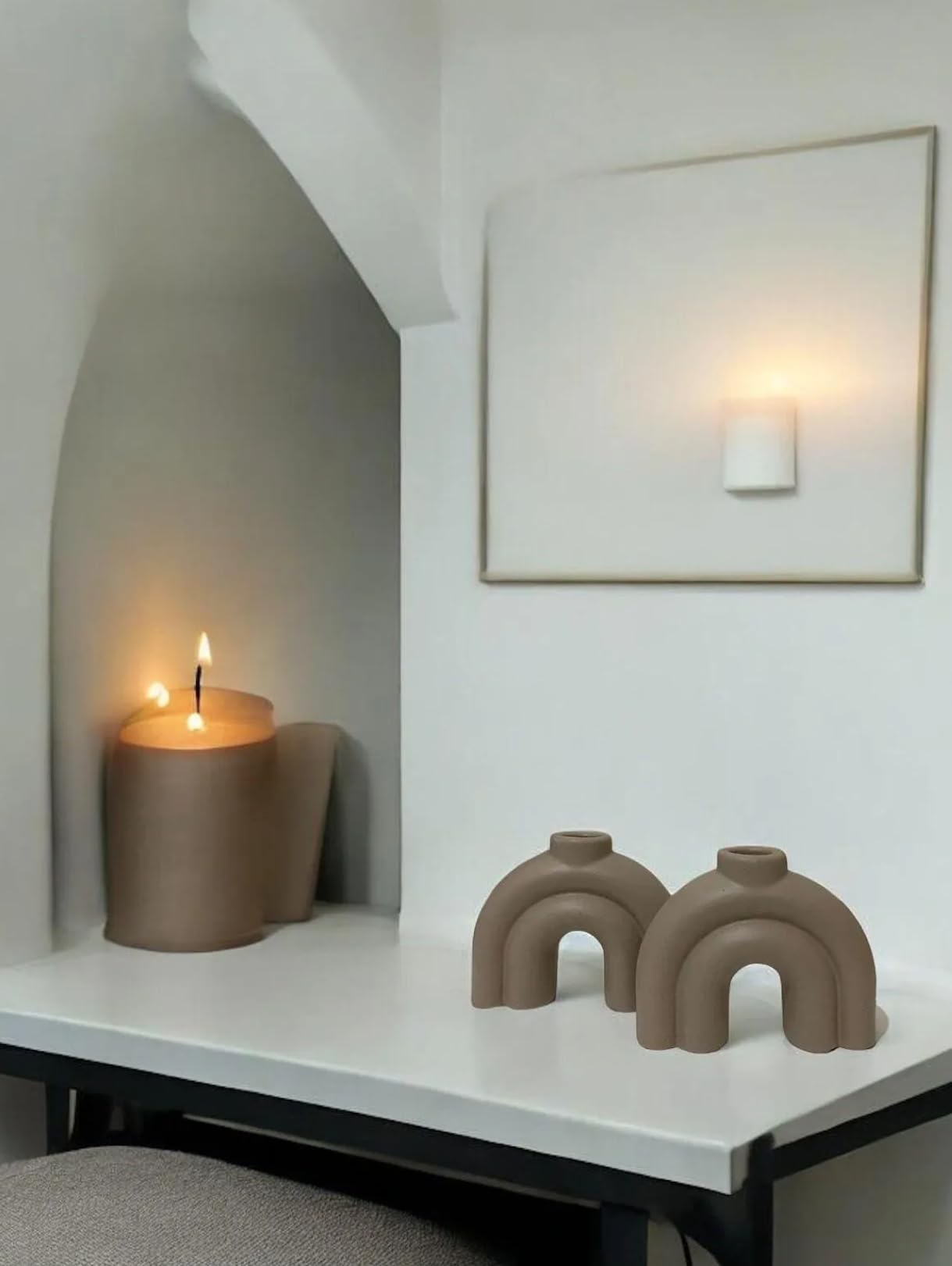 Kerzenständer im Vintage-Stil, Kerzenständer aus Keramik, handgefertigter Kerzenständer, kleiner Kerzenständer, Kerzenständer