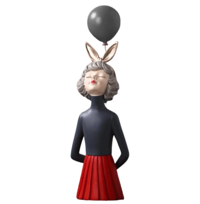Girl Balloon Statue with Skirt and Bunny Ears, Girl Balloon Statue, Unique Gift Statue, Girl Sculpture Decor, Girl Balloon Sculpture, Girl Balloon Decor, Girl Balloon Objects