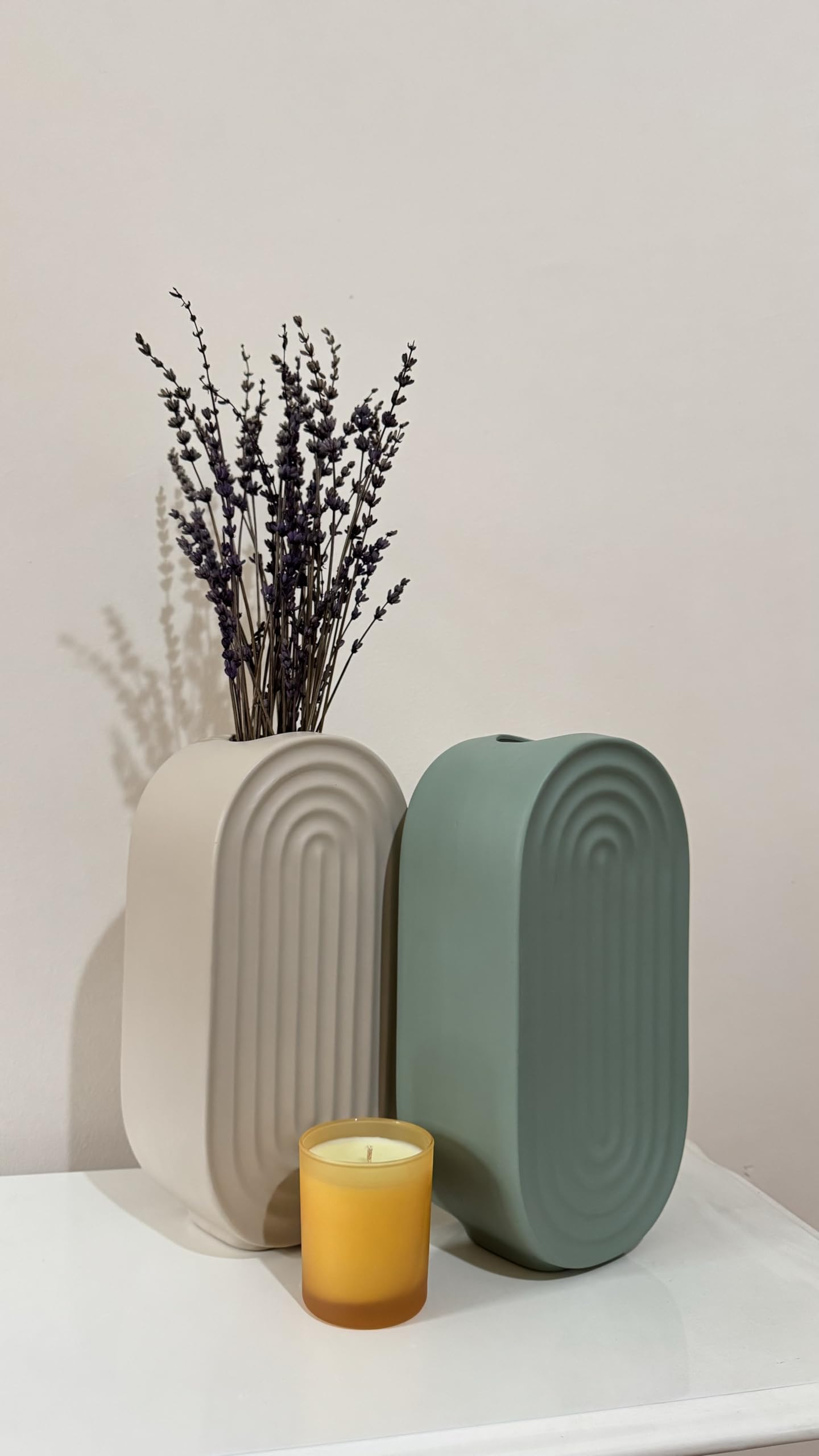 Ceramic Oval Ridged Vase, Decorative Oval-shaped Vase, Decorative Tabletop Vase, Modern Vase for Blooms, Scandinavian Style Vase, Oval Ridged Vase, Ridged Vase, Oval Vase