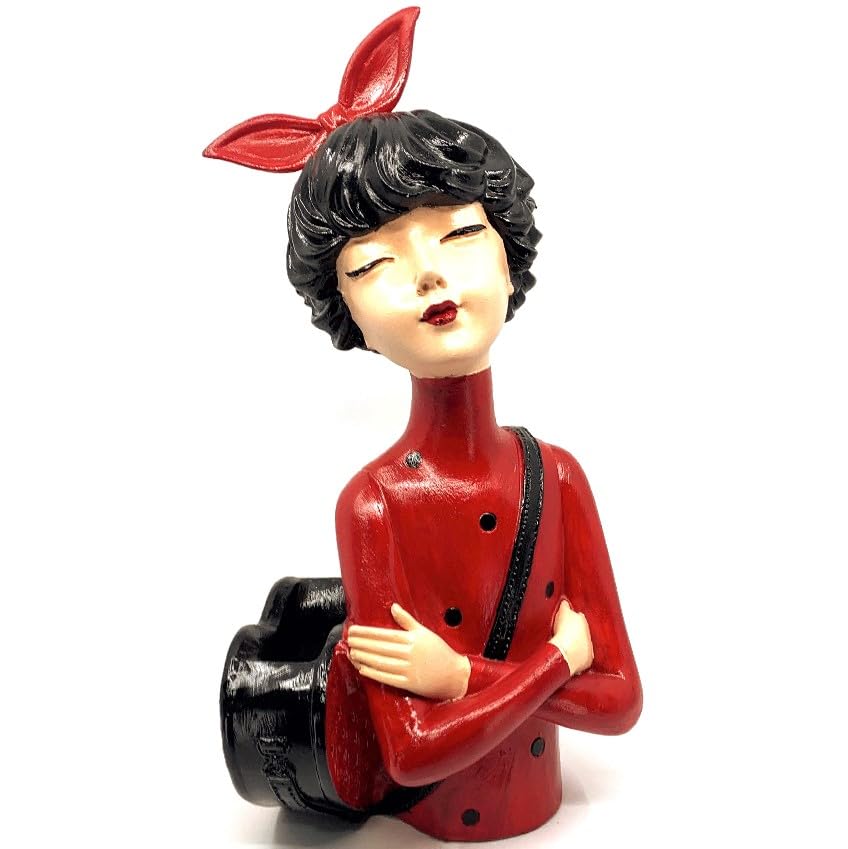 Cute Girl Sculpture with Bag, Girl Sculpture, Elegant Girl Decor, Girl with Bag Decor, Charming Tabletop Decor, Valentine’s Gift Ideas, Girl Sculpture, Girl Statue, Girl Decor