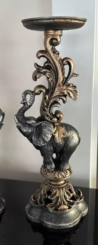 Elephant Candlestick Holder Set of 2, Elephant Candle Holder, Elephant Candlestick, Vintage Elephant Candlestick, Polyester Candle Holder