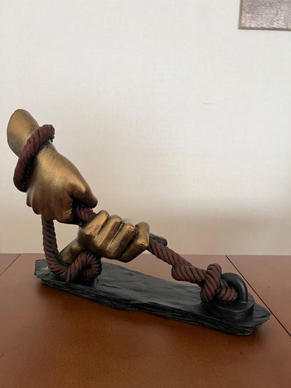 Decorative Hand Wrapped In Rope Sculpture, Hands Wrapping a Rope Figurine, Hand Sculpture Decor, Tug of War Figurine, Artistic Rope Statue, Rope Sculpture