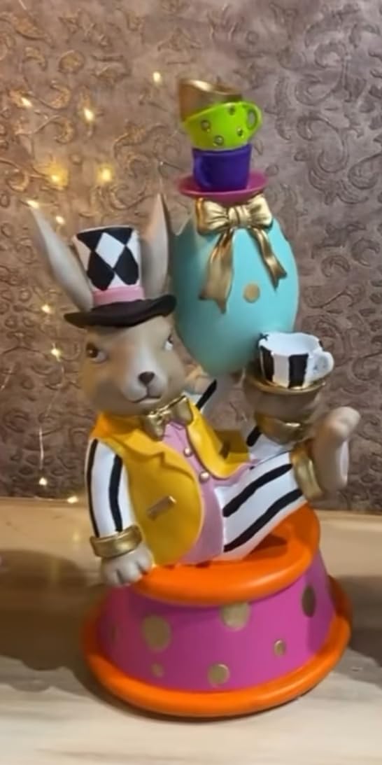 Alice in Wonderland Style Spring Home Decor, Easter Bunny Statue, Easter Shelf Sitter, Quirky Rabbit Statue, Bunny Easter Figurine, Easter Rabbit Statue, Rabbit Decor, Bunny Decor