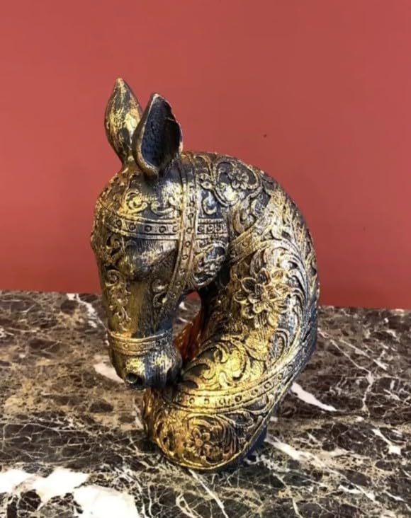 Ornate Horse Head Sculpture, Elegant Horse Figurine, Decorative Horse Head, Polyester Horse Decor, Horse Lover Gift, Modern Horse Bust, Horse Head Decor, Horse Head Statue