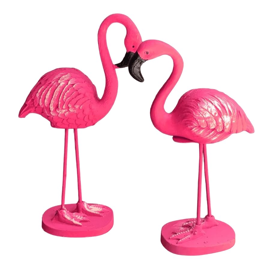 Flamingo Figurine Set, Polyester Flamingo Sculpture, flamingo Figurine, Polyester Flamingo Statue, Flamingo Decor, Handmade Flamingo Art