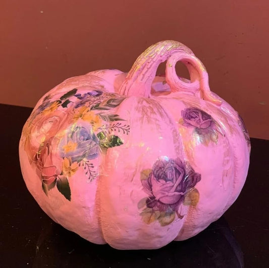 Decorative Patterned Pumpkin, Pumpkin Decor, Checkered Fall Pumpkin, Floral Halloween Decor, Hand Painted Pumpkin, Halloween Sculpture, Pumpkin Statue, Pumpkin Sculpture