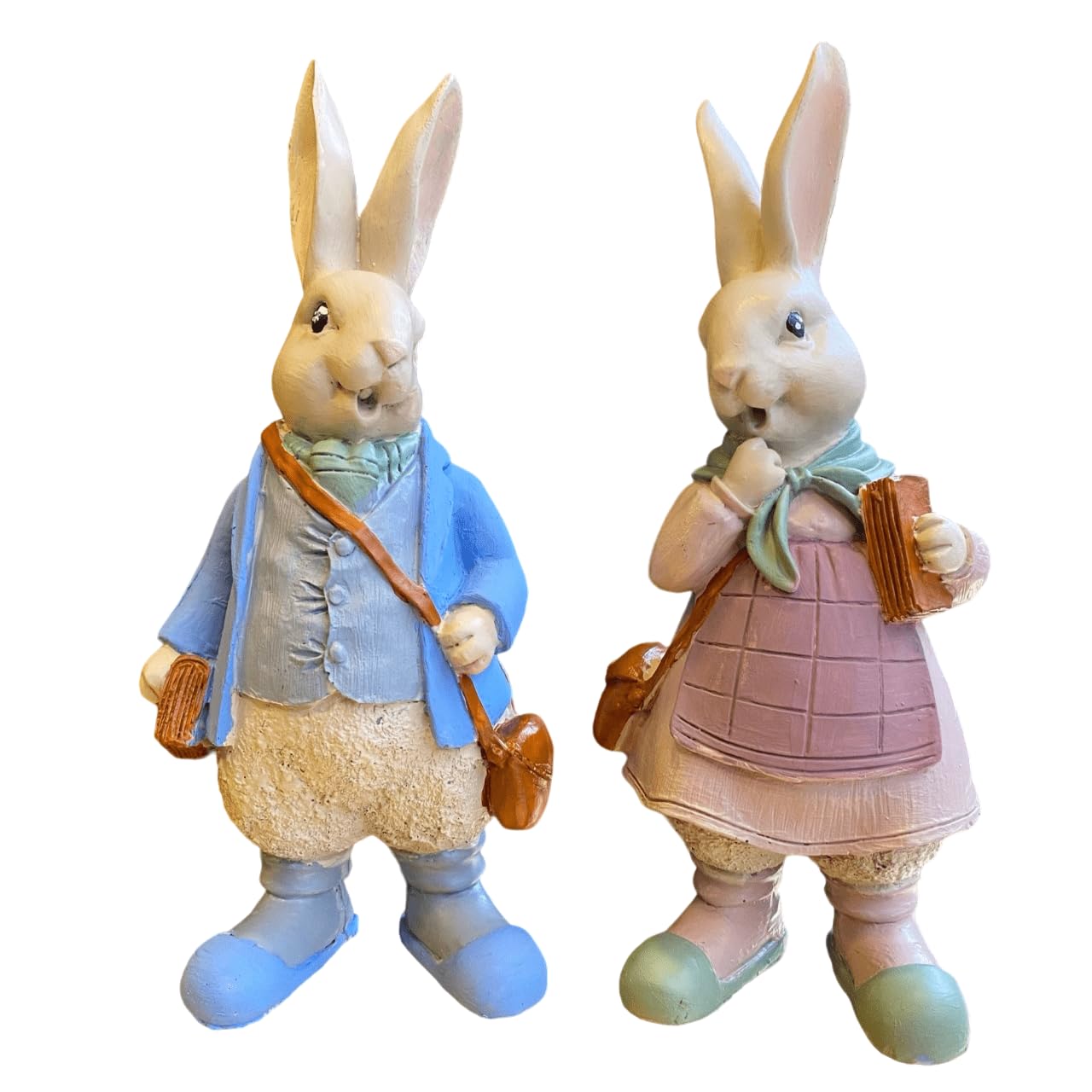 Süße Osterhasen Figuren 2er Set, Pastell Hasen Dekorationen, Hasenpaar Statuen, Osterhasen Dekor, Osterhasen Dekor, Osterdeko, Osterhasen Skulptur