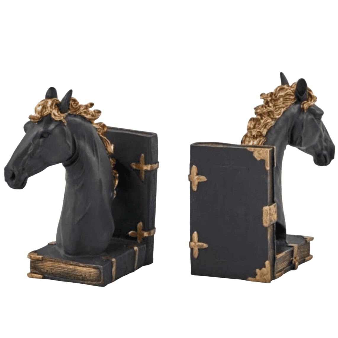 Elegant Horse Bookends, Horse Bookends Decor, Horse Head Bookshelf Decor, Stylish Bookends Gift, Polyester Bookend Set,Horse Statue Bookends