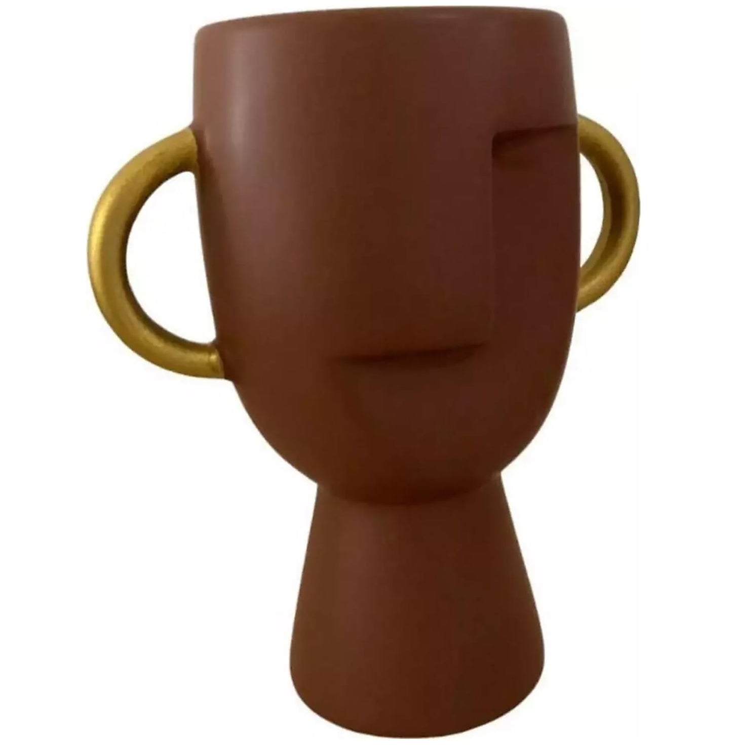 Abstract Face Vase with Dual Handles, Abstract Face Vase, Nordic Style Vase, Polyester Face Art, Small Face Vase, Twin Handle Sculpture