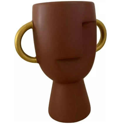 Abstract Face Vase with Dual Handles, Abstract Face Vase, Nordic Style Vase, Polyester Face Art, Small Face Vase, Twin Handle Sculpture