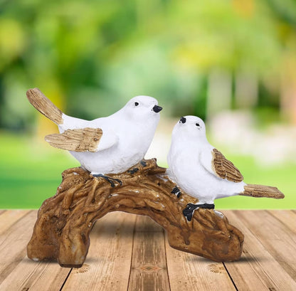 Charming Bird Statue with Two Birds on Branch, Polyester Nature Decor, Bird Statue, Bird Sculpture, Bird Decor, Polyester Bird Statue
