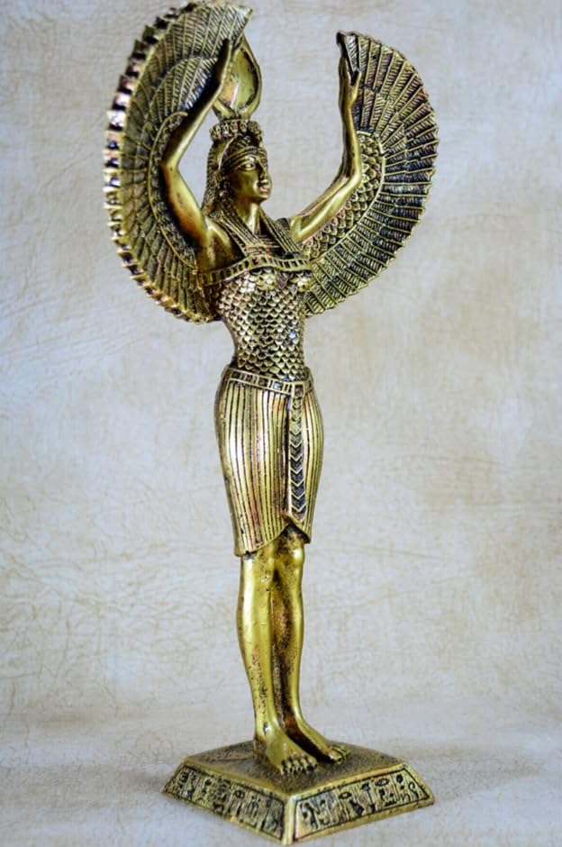 Ägyptische Isis-Statue mit offenen Flügeln, Ägyptische Isis-Statue mit Flügeln, Isis-Statue mit offenen Flügeln, Isis-Statue aus Polyester