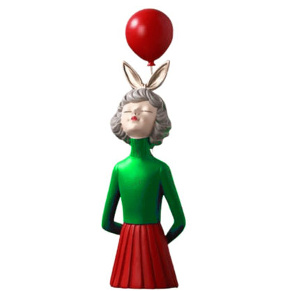 Girl Balloon Statue with Skirt and Bunny Ears, Girl Balloon Statue, Unique Gift Statue, Girl Sculpture Decor, Girl Balloon Sculpture, Girl Balloon Decor, Girl Balloon Objects