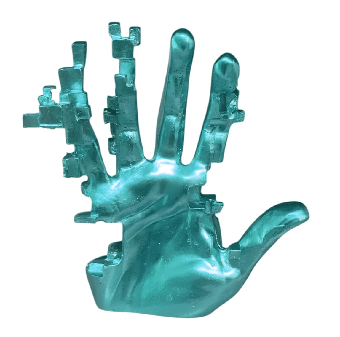Modern Abstract Hand Sculpture, Futuristic Pixel Style Hand Statue, Pixel Style Sculpture, Pixelated Hand Statue, Pixelated Hand Sculpture