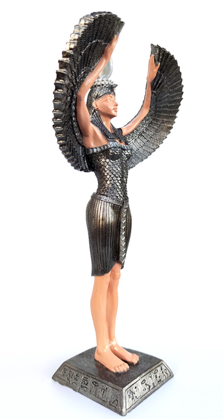 Ägyptische Isis-Statue mit offenen Flügeln, Ägyptische Isis-Statue mit Flügeln, Isis-Statue mit offenen Flügeln, Isis-Statue aus Polyester