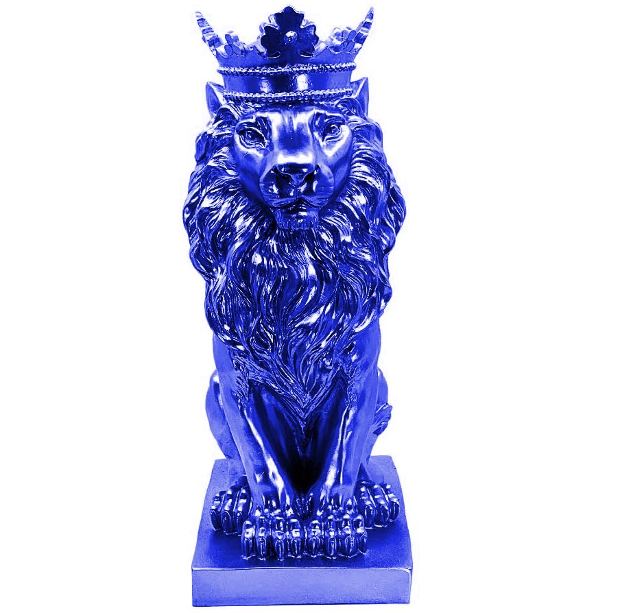 Regal Lion Statue With Crown, Crowned Lion Sculpture, Royal Jungle King Figurine, Royal Themed Home Decor, Lion Crown Figurine, Lion Crown Sculpture, Lion Crown Decor
