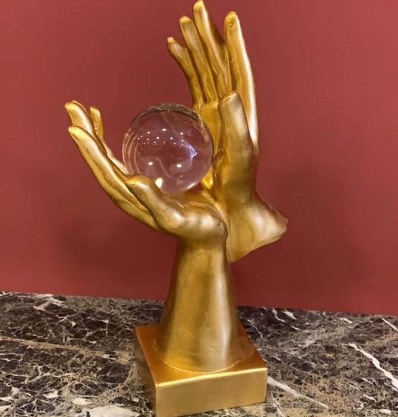 Hands Crystal Ball Sculpture, Elegant Hand Statue with Crystal Sphere, Hands Sculpture, Crystal Ball Statue, Mystical Home Decor, Ball Decor, Crystal Ball Decor, Crystal Ball Sculpture