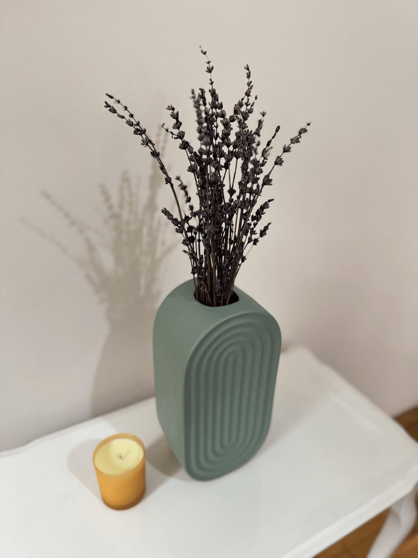 Ceramic Oval Ridged Vase, Decorative Oval-shaped Vase, Decorative Tabletop Vase, Modern Vase for Blooms, Scandinavian Style Vase, Oval Ridged Vase, Ridged Vase, Oval Vase