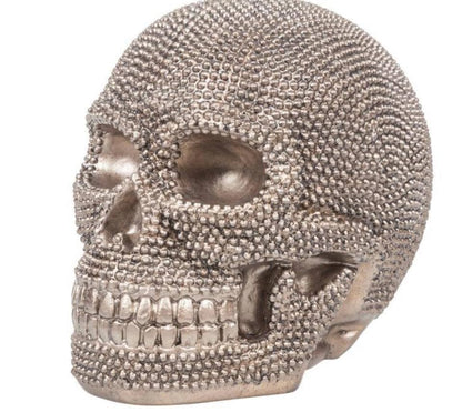 Skull Sculpture with Textured Detail, Gothic Polyester Skull Decor, Skull Decor for Shelves, Textured Surface Skull Decor, Skull Statue, Skull Sculpture, Skull Decor, Skull Objects