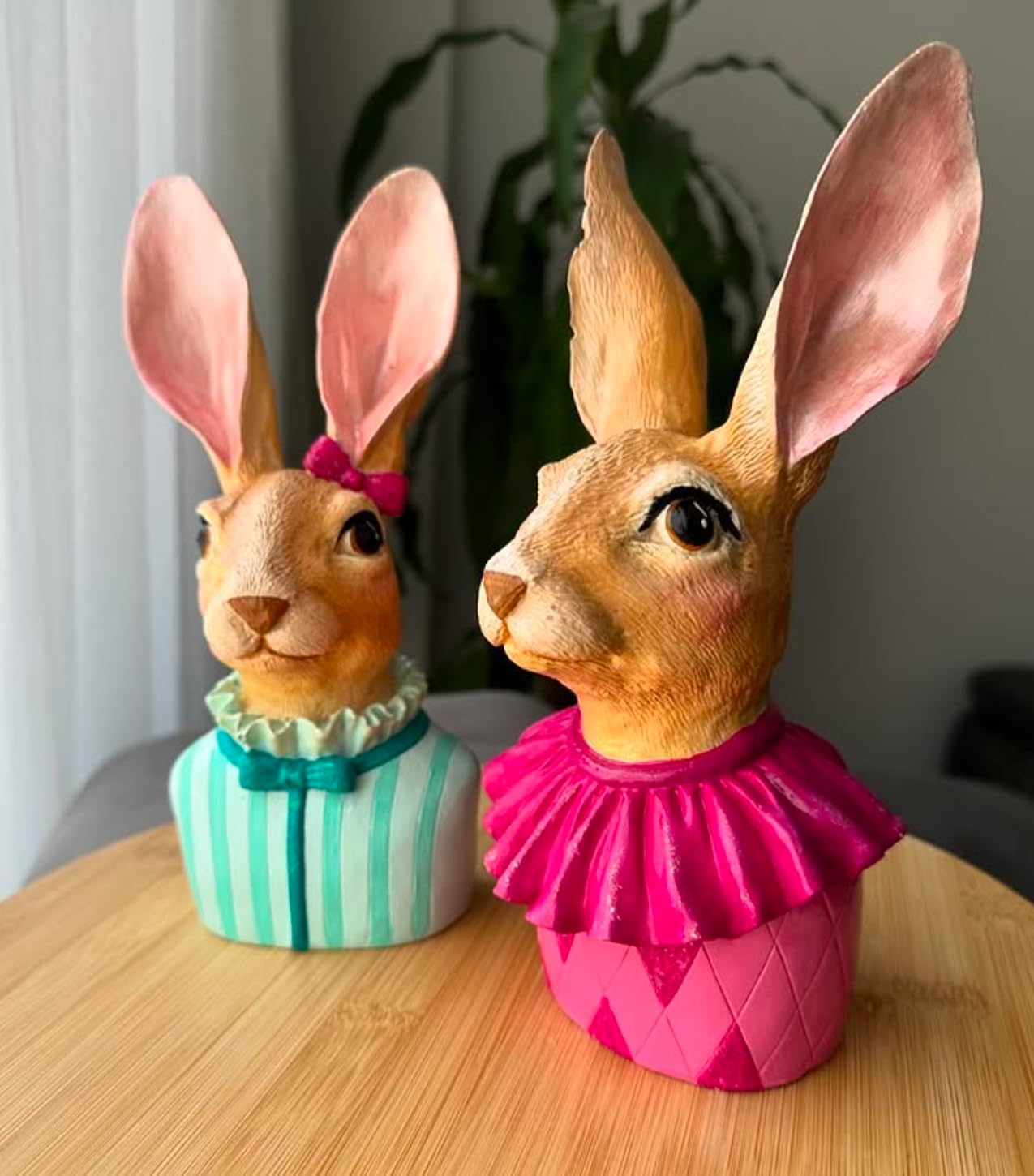 Bunny Bust Figurines, Bunny Bust Decor, Rabbit Figurines Set, Bunny Art Decor, Bunny Decor, Easter Rabbit Figurine, Handmade Rabbit Figurine