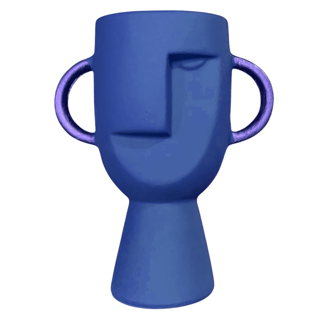 Abstract Face Vase with Dual Handles, Abstract Face Vase, Nordic Style Vase, Polyester Face Art, Small Face Vase, Twin Handle Sculpture