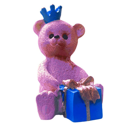 Gift Wrapped Bear Statue, Crowned Bear Figurine, Handmade Gift Bear Statue, Crowned Bear Statue, Handmade Bear Statue, Crowned Bear Decor, Crowned Bear Sculpture, Gift Wrapped Bear Decor
