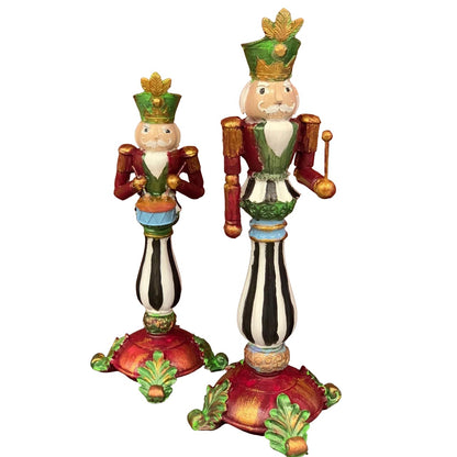 Christmas Nutcracker Candle Holders Set Of 2, Hand-Painted Festive Candle Holders, Nutcracker Figurine Candle Stands, Holiday Tabletop Decor, Nutcracker Candlestick