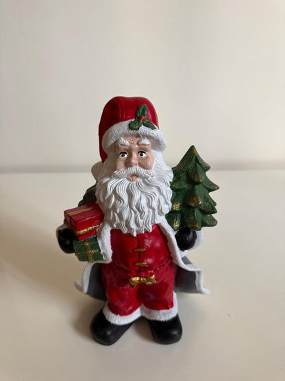 Santa Claus with Christmas Tree and Gift, Acrylic Hand-Painted Christmas Decor, Christmas Decor, Santa Claus Statue, Santa Claus Decor, Santa Claus Sculpture