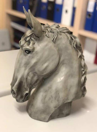 Handmade Horse Head Statue, Elegant Horse Figurine, Horse Head Statue, Horse Sculpture Art, Polyester Horse Statue, Elegant Horse Decor